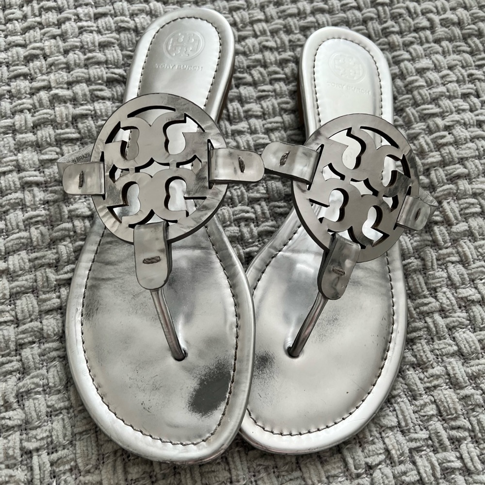 Silver Tory Burch Miller sandals